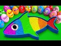 Satisfying ASMR Making Rainbow Fish Bathtub by Mixing SLIME in Rainbow Eggs CLAY Coloring