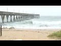 Waves crash as Tropical Storm Idalia moves past Wrightsville Beach off NC coast