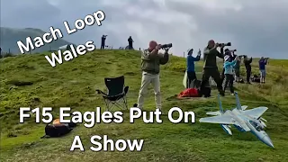 WOW Great timing in the Mach Loop F15 Eagles Drop Down To The Delight Of Everyone