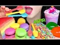 ASMR RAINBOW CREPE CAKE, EDIBLE SPOON, MACARON, NERDS ROPE JELLY 레인보우 크레이프 케이크, 너드 로프젤리, 먹는 숟가락 먹방