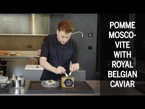 Chef Sander Spreeuwers prepares POMME MOSCOVITE with ROYAL BELGIAN CAVIAR at restaurant Modest (BE)