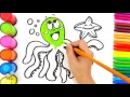 Coloring pages for kids to learn colors w octopus How to draw octopus for Kids
