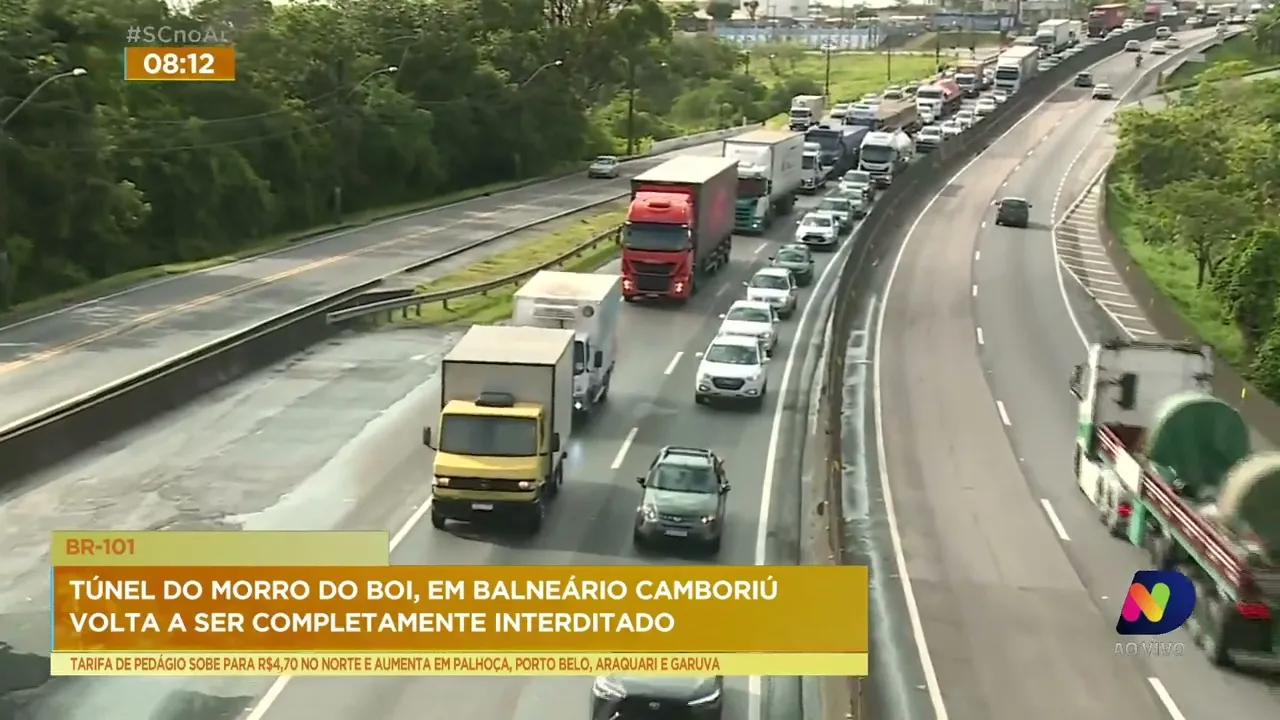 Túnel do Morro do Boi, em Balneário Camboriú, volta a ser completamente interditado