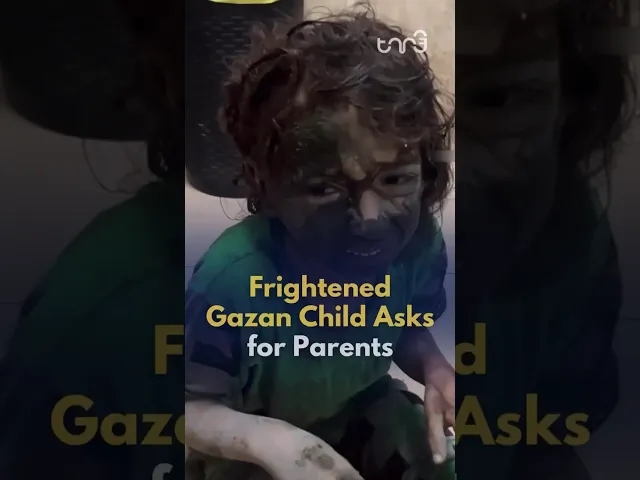 ⁣A frightened child in Gaza asks for her parents after Israeli bombardment of a residential square.