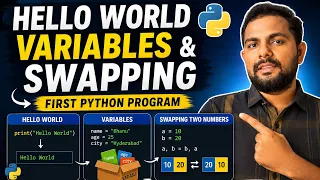 Python Complete Course in Telugu Episode 3 - Hello World Variables Swapping