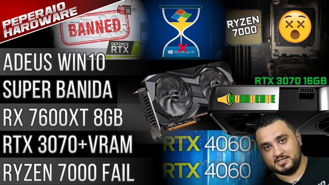 Resumão – RYZEN 7000 FALHA GRAVE / Fim Win10 / RX 7600 XT / RTX 3070 16GB / 3060 Ti Super cancelada