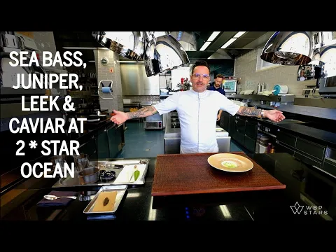 Hans Neuner prepares SEA BASS, WILD ALGARVE JUNIPER, LEEK AND CAVIAR at 2 * star Ocean (Portugal)