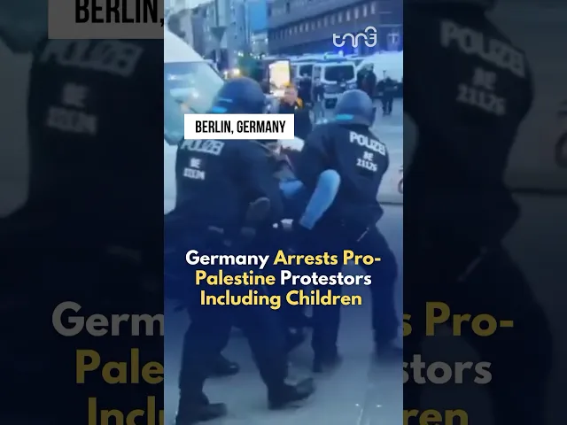 ⁣German police mass arrest pro-Palestine protesters.