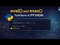 Lecture 12 eval and exec functions in Python Hindi English