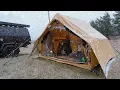 Download Lagu Winter Hot Tent Camping In Snow With Dogs