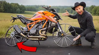 We tried HORSE & BUGGY wheels on a motorcycle !