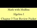 Algebra 1 Chapter 3 Test Review Packet
