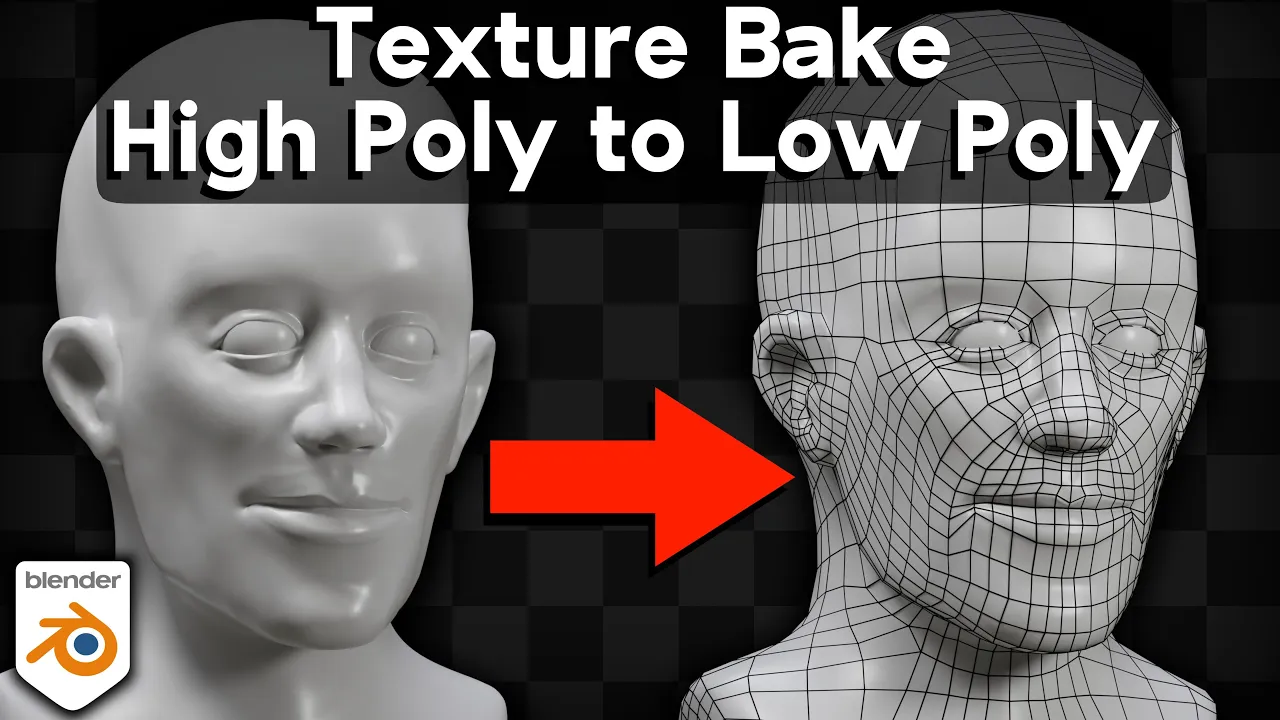 Texture Bake High Poly Details to a Low Poly Mesh (Blender Tutorial): video thumbnail