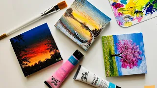 3 Acrylic Paintings for Beginners 3 Mini canvas Paintings