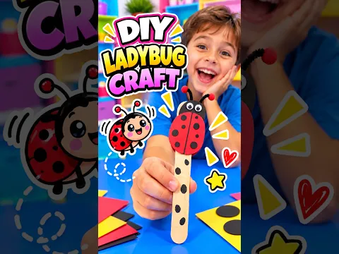 DIY Ladybug Craft for Kids | Easy Popsicle Stick Toy #diy #craft #craftyfun #kids
