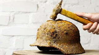 Very Rusty WW2 German M40 Helmet Restoration and Preservation Artifact from the battlefield