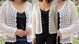 Easy Crochet cardigan / Craft and Crochet 2526 /Adult cardigan, Basic Crochet cardigan for beginners