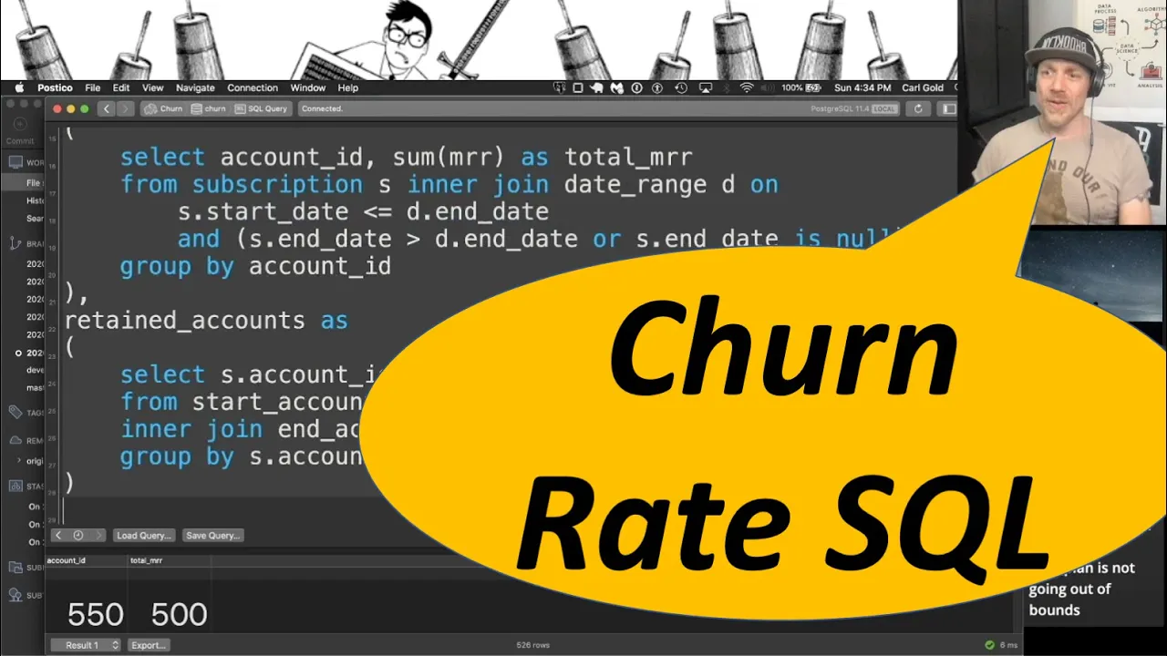 Churn Rate Calculation with SQL : Fighting Churn With Data Science, Ch 2.1