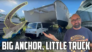 ⛵️ Hurricane-damaged catamaran. A Tiny Truck, a Giant Anchor & One Step Closer to Launch! Ep.636