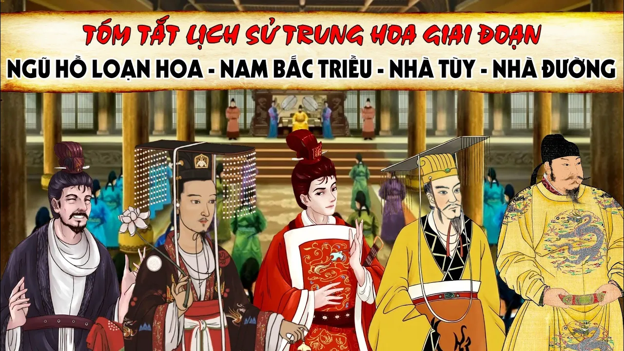 Outline Video Giai đoạn từ Ngũ Hồ Loạn Hoa đến Nam Bắc Triều - Nhà Tùy - Nhà Đường (từ năm 304 - 907) II Tóm Tắt