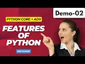 Python Core ADV Demo 02 Features of Python Tutorial for Beginners