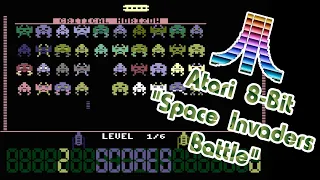 Atari 8-Bit Game Play Space Invaders Battle