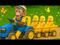 Download Lagu Mono Mimi drives a cart carrying baby ducks around the park and helps her mother harvest.