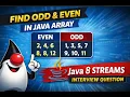 Find Odd and Even Numbers in Array Using Java 8 Streams Java Interview Question