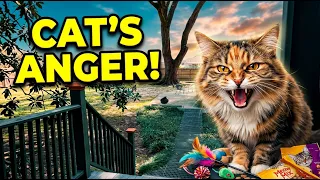 Cat hilariously snarls at its owner while playing with toys and treats in Harahan, USA