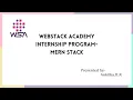 Full Stack Web Development Internship at WebStack Academy