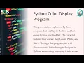 Case Study - Color Display program in Python Problem Solving Using Python SNS Institutions