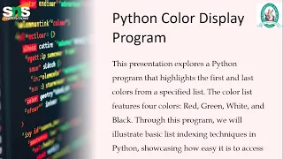 Case Study - Color Display program in Python Problem Solving Using Python SNS Institutions