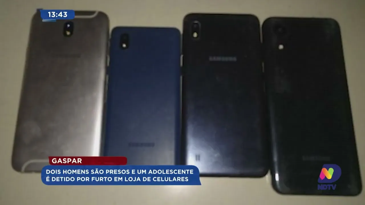 Dois homens são presos e um adolescente é detido por furto em loja de celulares em Gaspar