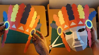 Cómo hacer una MÁSCARA DE INDIO 3D con cartulina 🪶 | Tutorial paso a paso