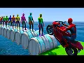 Download Lagu الأبطال الخارقين على القضبان دوامة قمع جسر 🏍️🕷️RAINBOW SPIDER MAN! on Motorcycle in Spiral Brid
