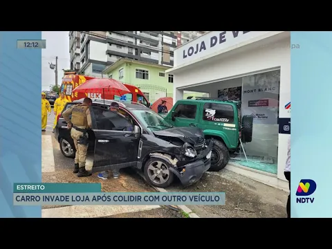 Estreito: carro invade loja após colidir com outro veículo