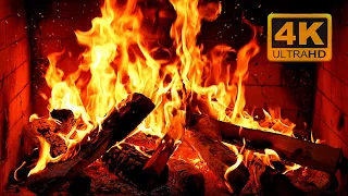 مدفأة 4K 4K مع جذوع مشتعلة أصوات طقطقة النار المريحة للنوم واللحظات المريحة 