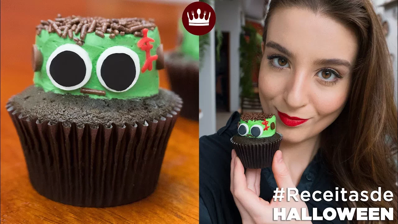 CUPCAKE FRANKENSTEIN (RECEITA DE HALLOWEEN) COZINHA DO BOM GOSTO GABI ROSSI