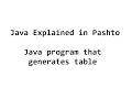 35 Generate Table Java Program - Pashto