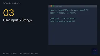 Python Basics in 50 Minutes User Input Strings Lesson 3