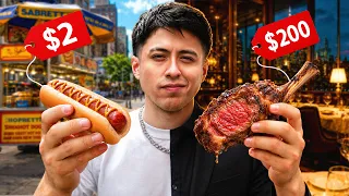 24 HORAS comiendo BARATO vs CARO en Nueva York… ¿De verdad vale la pena gastar MÁS? 🇺🇸💸