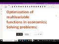 Optimization of - multivariable functions in economics Solving problems