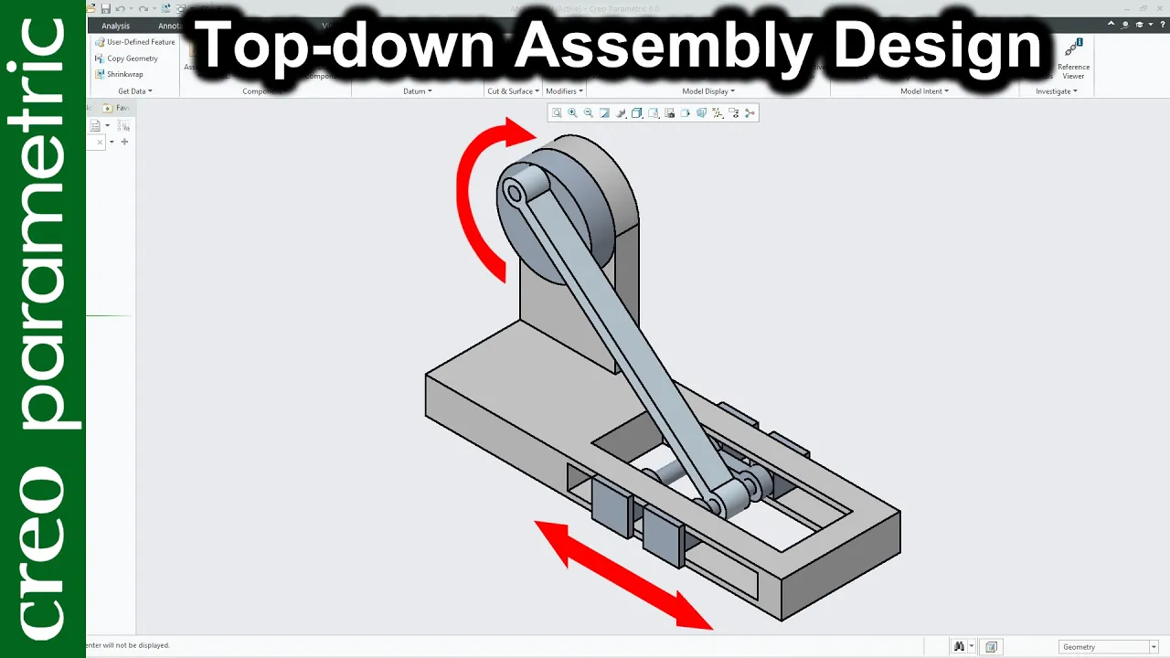 Rotary slider mechanism | Top down assembly in Creo Parametric