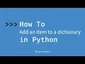 How to add an item to a dictionary in Python