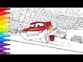 Draw LIGHTNING McQUEEN Racing to The Finish Line with a Burst Tire Drawing Coloring Tim Tim TV