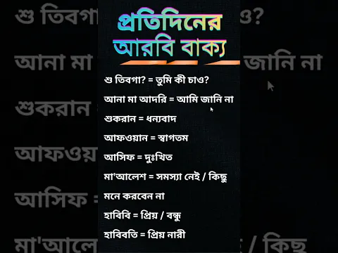 প্রতিদিনের আরবি বাক্য শিখুন - Sayed Nuruzzaman