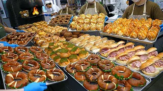 하루 3000개 완판! 베이글 종류만 30개가 넘는? 미친 퀄리티 대파 크림치즈 베이글 / American cream cheese bagel / korean street food