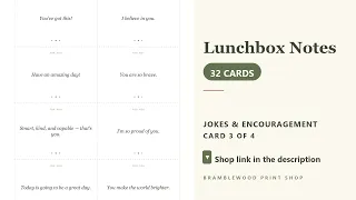 Lunchbox Notes 32 Cards Printable Instant Download