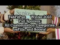 FabFitFun Winter 2023 Full Spoilers All Customization Categories reFills and Boosts