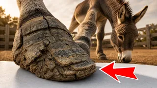 The master trimmed the donkey's hooves quickly and precisely.